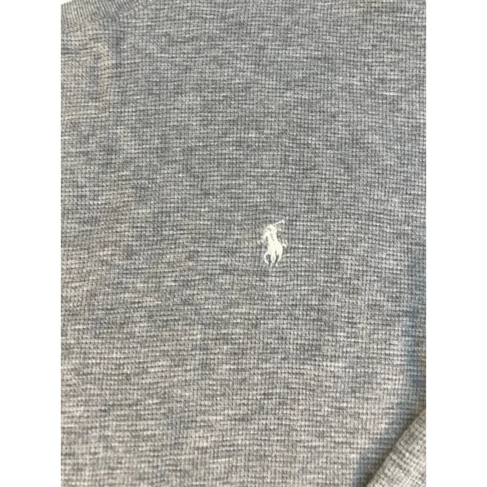 Polo Ralph Lauren Mens Gray Waffle Knit Long Sleeve Shirt Large Pony Logo